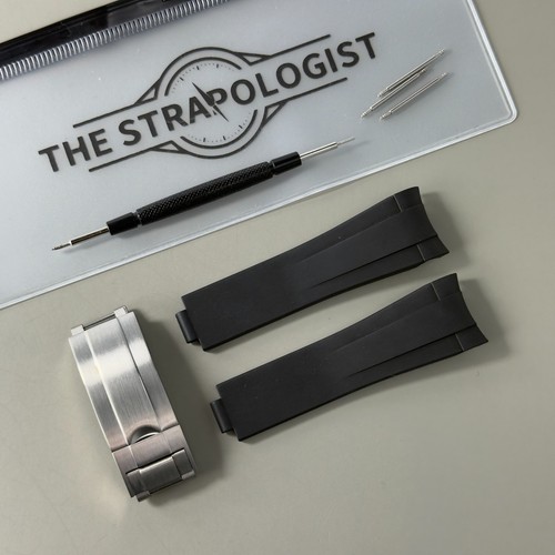 Black fkm rubber watch strap - watch,